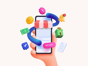 Modern 3d illustration of Online Shopping